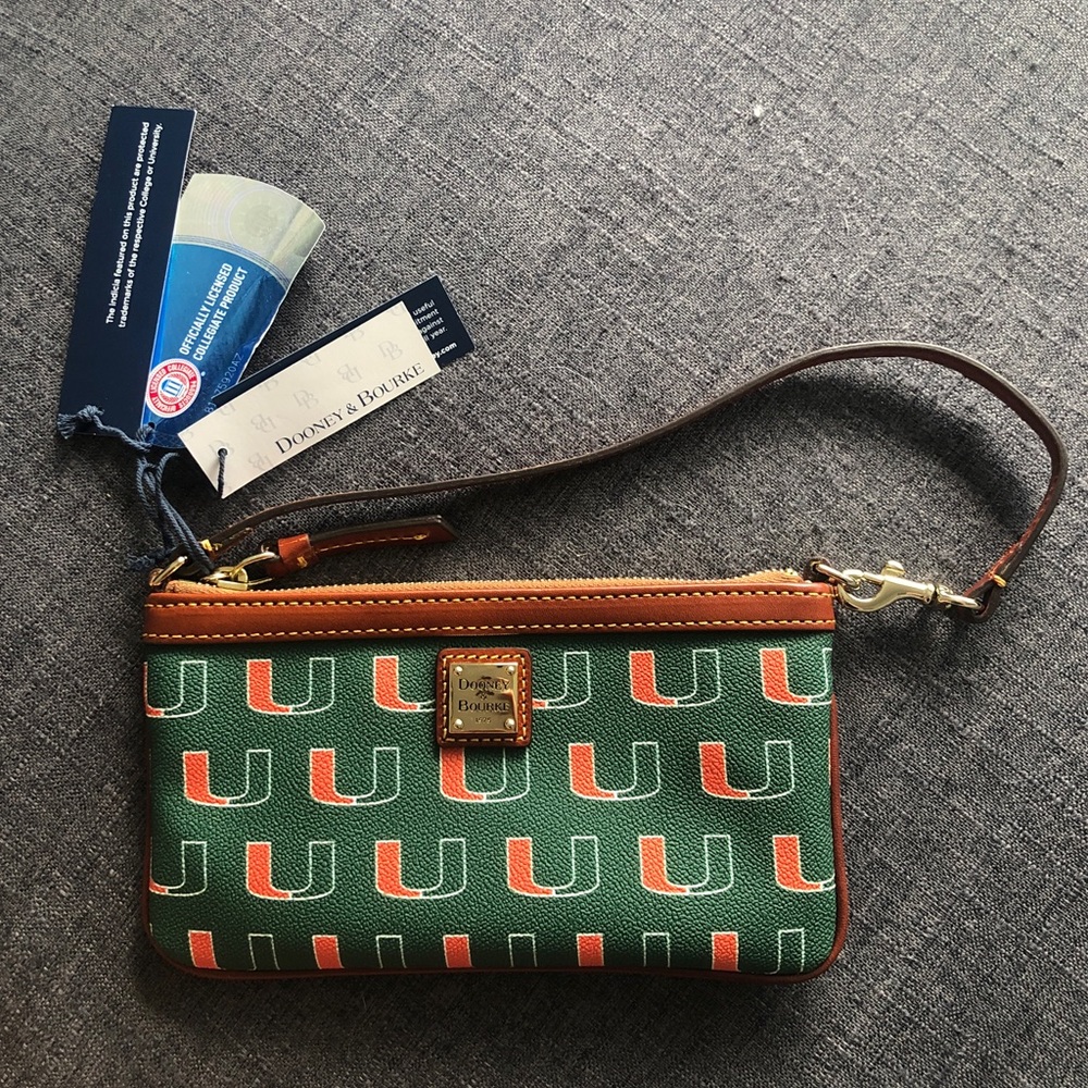NWT Dooney & Bourke U Miami Leather Clutch